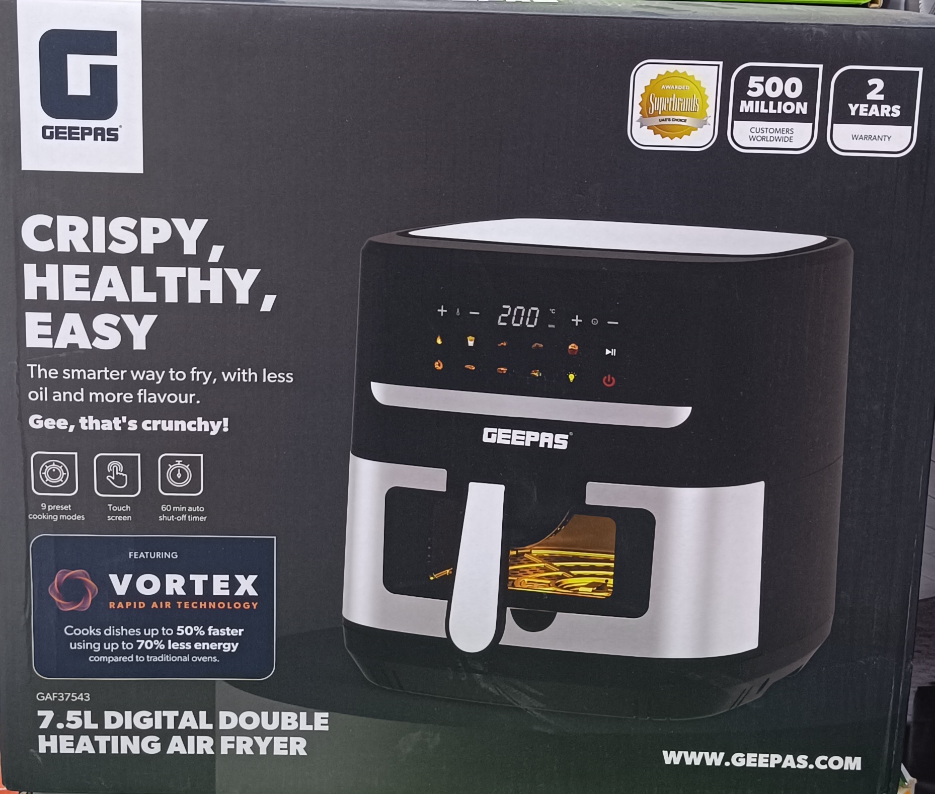 سرخ کن بدون روغنGeepasمدلGAF37543ظرفیت7.5لیتر